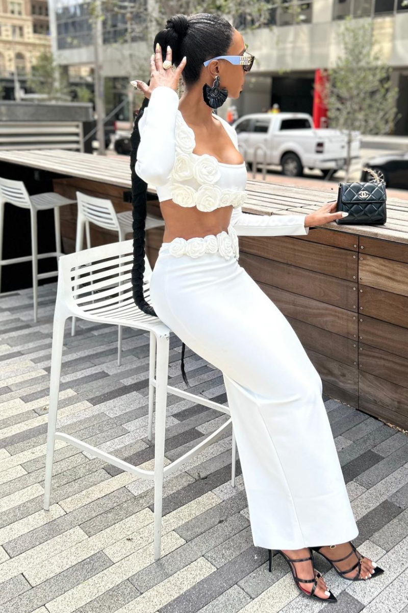 White flower two piece set – Asuso Couture