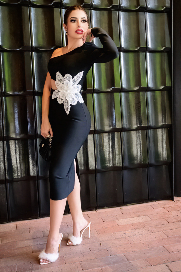 Black and white flower dress