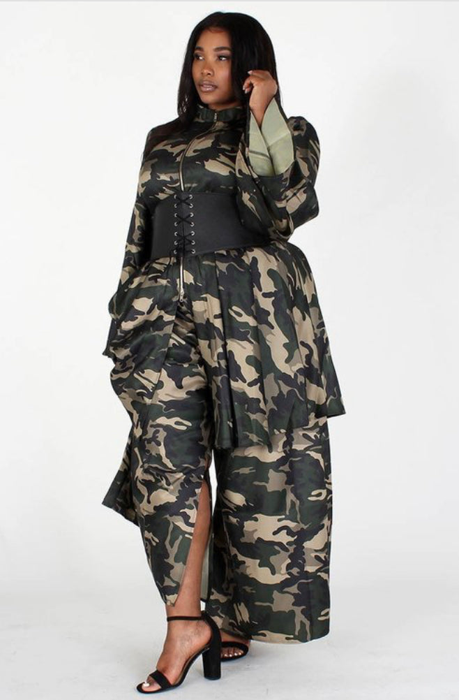 Camouflage Plus Size two piece set – Asuso Couture