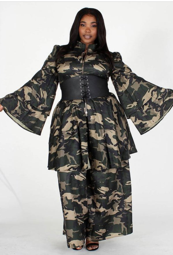 Camouflage Plus Size two piece set