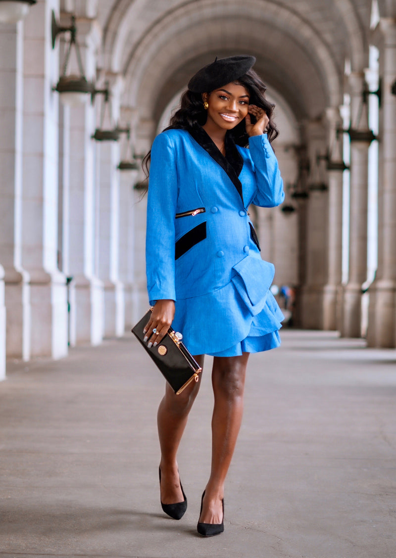 Blue Athena Blazer Dress Asuso Couture Blue Athena Blazer Dress Asuso Couture
